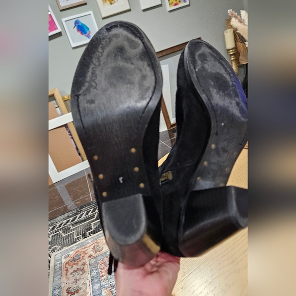 SAM EDELMAN Suede Louie Fringe Ankle Zip Booties. Black. Size 8 - Picture 15 of 15